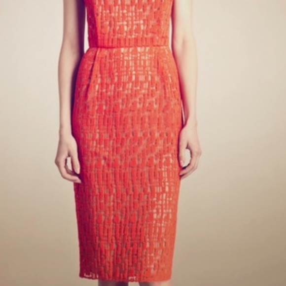 Gorgeous Dark Orange Silk Designer Dress - Picture 2 of 3